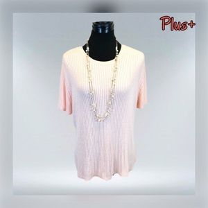 ➕🌻  CLASSIC ELEMENTS || Plus-Size Corded Crew-Neck Sweater-